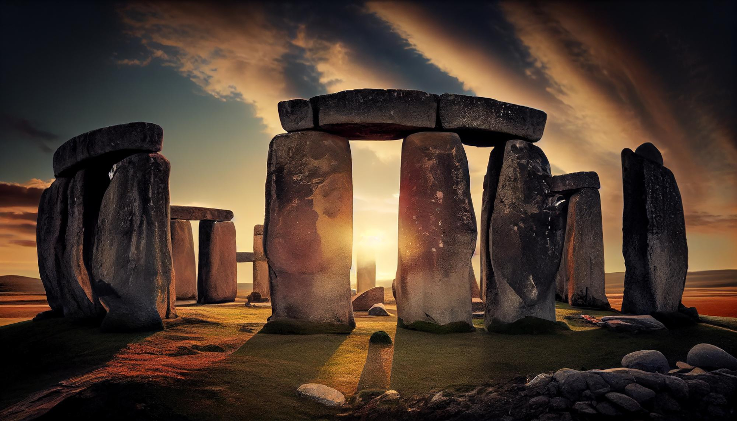 ancient ruins ignite spirituality sunset dusk generated by ai